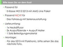 E63 Style Heckdiffusor Diffusor + Auspuffblenden Chrom für Mercedes E Klasse W213 S213 AMG Line 2017-2020 Benzin