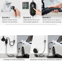 Typ 2 EV Ladekabel Ladebox 6/8/10/13/16A Ladegerät mit Bildschirm Schuko 6M