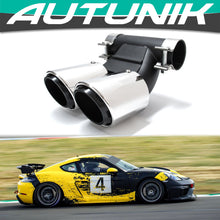Sport Auspuffblenden Endrohre Silber für Porsche 718 Cayman Boxster ab 2016 Benzin et188