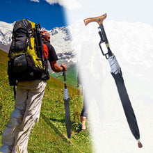 Höhenverstellbar Regenschirm Leicht Stockschirm Schwarz mit Gehstock Gehhilfe