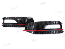 Lüftgitter Nebelscheinwerfer Blenden mit ROT Leisten für Audi A4 S4 B8.5 S-Line 2012-2015