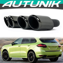 Sport Auspuff Auspuffblenden Endrohre Schwarz für Porsche Cayenne 92A V8 Turbo 2010-2014 et76