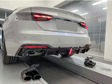 Schwarz glänzender Heckdiffusor + Auspuffendrohre für Audi A5 B9 S-line S5 2020-2023 Sport Stoßfängerdiffusor