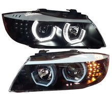 Halogen Scheinwerfer mit E-Prüfzeichen Passend für BMW E90 E91 2004-2008 schwarz mit Led Blinker