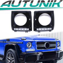 Scheinwerfer Abdeckungen Rahmen MIT E-Zeichen Tagfahrlicht Schwarz für Mercedes G-Klasse W463 1990-2012 ed32