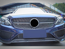 Schwarz Diamantgrill Kühlergrill Grill für Mercedes Benz C-Klasse W205 C205 A205 S205 C43 AMG 2014 - 03/2018 pz128