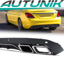 Heckdiffusor Diffusor + Chrom Auspuffspitzen für Mercedes W205 Limousine Avantgarde mit Standard Stoßstange 2014-2022