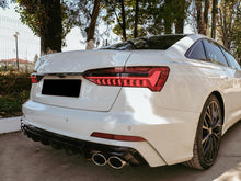 Schwarz Diffusor Heckdiffusor + Auspuffblenden für AUDI A6 S6 C8 Limo Avant S-Line ab 2018 di92