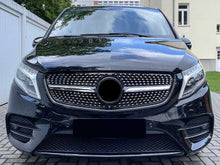 Diamant Kühlergrill Front Grill Schwarz für Mercedes Benz V-Klasse W447 V250 V260 14-19 fg353