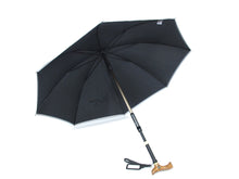 Höhenverstellbar Regenschirm Leicht Stockschirm Schwarz mit Gehstock Gehhilfe