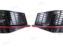 Lüftgitter Nebelscheinwerfer Blenden mit ROT Leisten für Audi A4 S4 B8.5 S-Line 2012-2015
