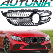 Schwarz Kühlergrill Diamantgrill Front Grill für Mercedes Benz C-Klasse W205 C205 S205 A205 Facelift 2018+ fg63