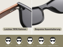 Holz Sonnenbrillen Polarisierte Sonnenbrille UV400-Schutz für Damen&Herren Reisen Fahren