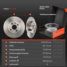 Bremsscheiben Bremsbeläge Hinten Ø264mm für Opel Astra H Combo Meriva A 4-Loch