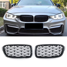 Schwarz Glanz Diamant Grill Kühlergrill Nieren Passend für BMW 3er F30 F31 11-19