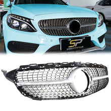 Silber Diamantgrill Kühlergrill Front Grill für Mercedes C-Klasse W205 S205 C205 C43 AMG Facelift 2019+ fg62