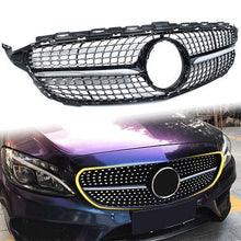 Schwarz Diamantgrill Kühlergrill Grill für Mercedes Benz C-Klasse W205 C205 A205 S205 C43 AMG 2014 - 03/2018 pz128