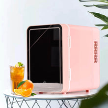 6L LED 2 In 1 Mini Kühlschrank Tragbare Schrankbox Mit Spiegel für Schlafzimmer Auto Büro Piknik