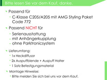 Diffusor Heckdiffusor Auspuffblenden Schwarz für Mercedes C-Klasse C205 Coupe A205 Cabrio C43 AMG Line di7