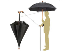 Höhenverstellbar Regenschirm Leicht Stockschirm Schwarz mit Gehstock Gehhilfe