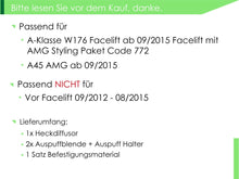 Schwarz Heckdiffusor + Auspuffblenden für Mercedes Benz A-Klasse W176 AMG Line A180 A200 2015-2018 di17