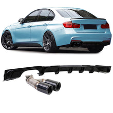Heckdiffusor Endrohr Doppelrohr Schwarz Glanz Passend für BMW F30 F31 316 318 320