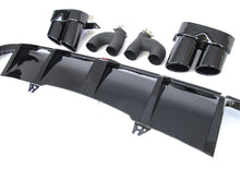 Schwarz glänzender Heckdiffusor + Auspuffendrohre für Audi A5 B9 S-line S5 2020-2023 Sport Stoßfängerdiffusor