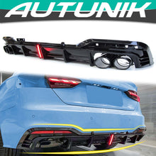 Schwarz glänzender Heckdiffusor + Auspuffendrohre für Audi A5 B9 S-line S5 2020-2023 Sport Stoßfängerdiffusor