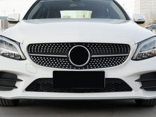 Schwarz Kühlergrill Diamantgrill Front Grill für Mercedes Benz C-Klasse W205 C205 S205 A205 Facelift 2018+ fg63