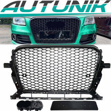 Schwarz Glanz Wabengrill Frontgrill für Audi Q5 8R Kühlergrill 2012-2016 mit PDC