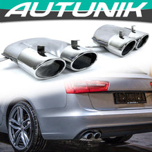 Auspuffblenden Endrohre Duplex Silber für Audi A6 4G C7 S Line Limosine Avant 2015-2018