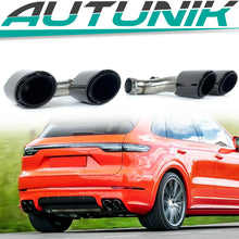Schwarz Auspuff Blenden für Porsche Cayenne 958 92A S V8 2017-2024 et212