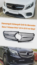 Diamant Kühlergrill Front Grill Schwarz für Mercedes Benz V-Klasse W447 V250 V260 14-19 fg353