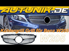 Schwarz Diamantgrill Kühlergrill Grill für Mercedes Benz C-Klasse W205 C205 A205 S205 C43 AMG 2014 - 03/2018 pz128