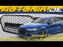 Wabengrill Kühlergrill Grill Schwarz für Audi A6 S6 C7 4G Limo Avant 2015-2018