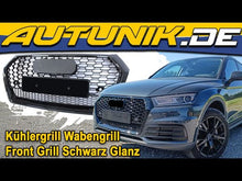 Schwarz Glanz Wabengrill Front Grill für Audi Q5 FY Kühlergrill 2017-2020 mit PDC