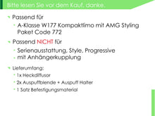 Heckdiffusor Auspuff Schwarz für Mercedes W177 Diffusor Hatchback AMG Line 18+