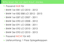 Spiegelkappen Außenspiegel Kappen Schwarz Passend für BMW 3er E92 E93 LCI 08-12 E90 E91 LCI 10-13