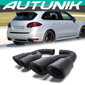 Sport Auspuff Auspuffblenden Endrohre Schwarz Matt Schwarz für Porsche Cayenne 92A V6 2010-2014 et77