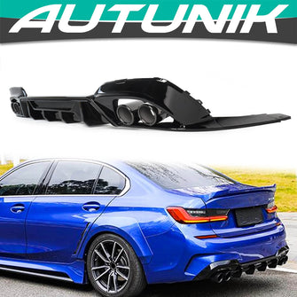 Heckdiffusor Diffusor Auspuff Schwarz für BMW 3er G20 Limo G21  M Sport Paket 19-22