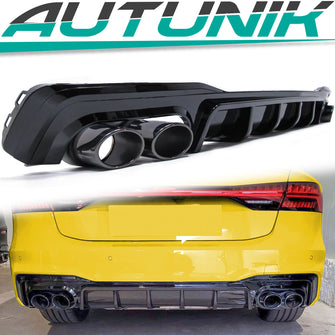 Diffusor Heckdiffusor Auspuffblenden Schwarz für AUDI A7 C8 4K S7 Sportback S Line 2018+ di85