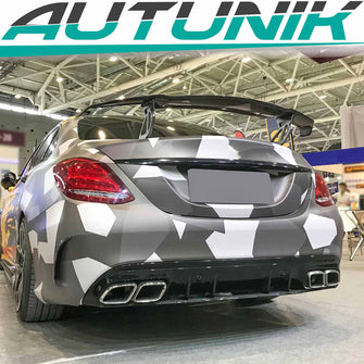 Diffusor Heckdiffusor + Chrom Auspuffblenden für Mercedes Benz C Klasse W205 S205 C43 AMG Line  di62