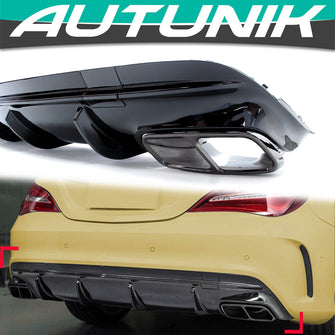 Diffusor Schwarz Heckdiffusor Auspuff für Mercedes CLA C117 X117 W117 CLA45 AMG Line 2016-2019 di9