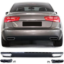 Diffusor Heckdiffusor + Auspuffblenden Schwarz für Audi A6 C7 4G TDI TFSI FSI 2010-2014 Serien.