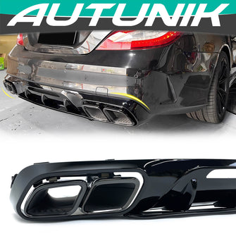 Heckdiffusor Auspuff Schwarz für Mercedes CLS Diffusor W218 C218 AMG Line 15-18 Facelift