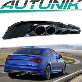 Heckdiffusor Diffusor + Auspuffblenden Schwarz für Audi A4 Avant B9 S Line 2015-2019