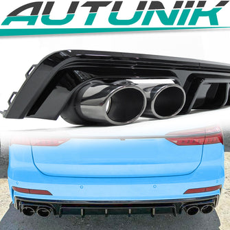 Schwarz Diffusor Heckdiffusor + Auspuffblenden für AUDI A6 S6 C8 Limo Avant S-Line ab 2018 di92