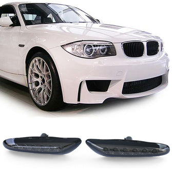 LED Seitenblinker Schwarz Smoke Paar Passend für BMW 1er E81 E87 E82 E88 04-12