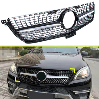 Schwarz Kühlergrill Diamantgrill Front Grill für Mercedes Benz M Klasse ML W166 ML 300 2011-2015 fg97