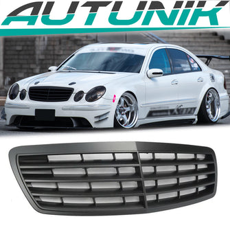 Autunik Sport Kühlergrill Grill Panamericana Schwarz Matt für Mercedes Benz E-Klasse W211 S211 2002 2003 2004 2005 2006